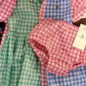 Polo Ralph Lauren Kids Gingham Set - Green, Blue, Pink